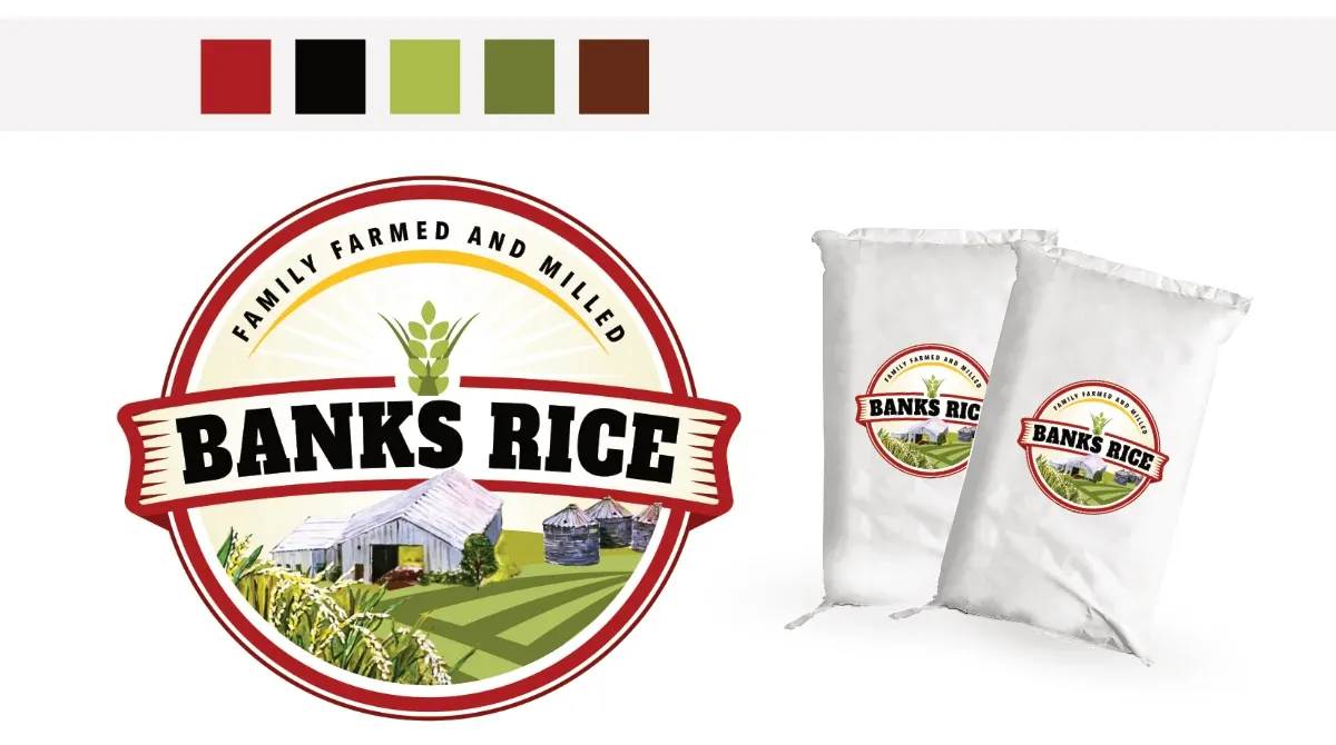 Banks Rice comapany clogo design.