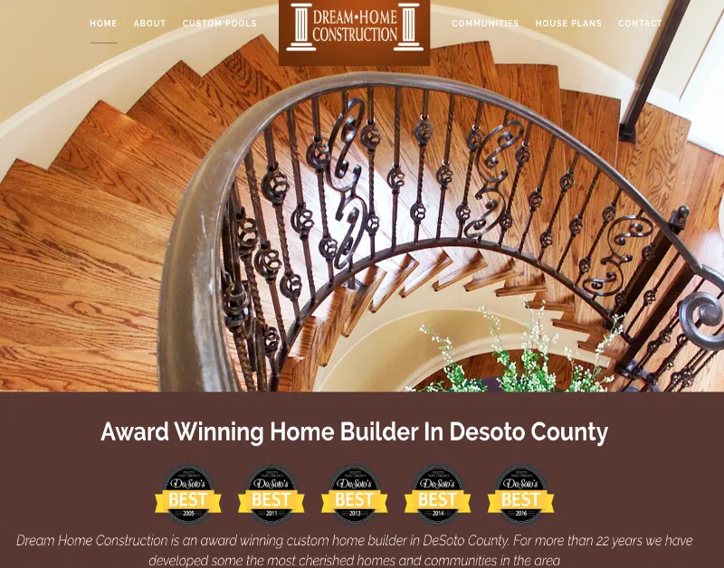 Dream Home Construction website as it was in 2015